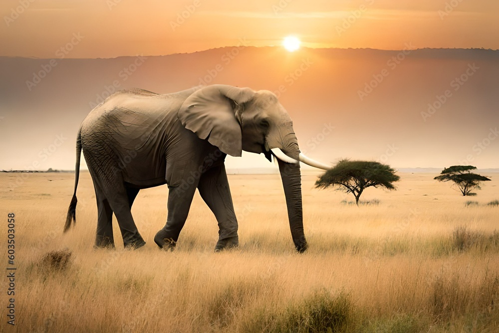 elephants in the sunset 