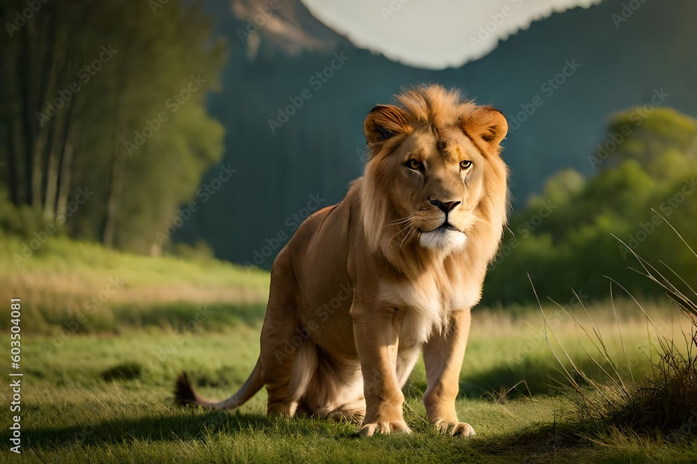 lion in the grass and forests see near the river lion in the grass and forests see near the river