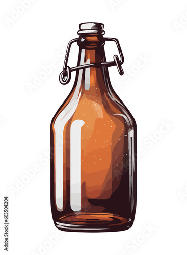 Transparent beer bottle fresh