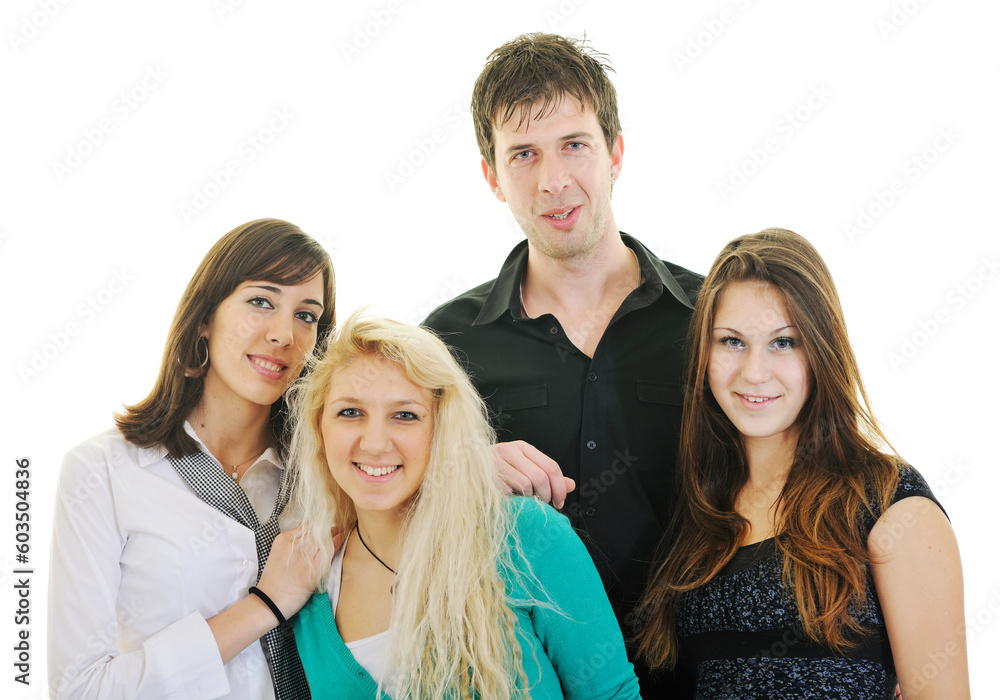 happy teens group isolated on white in studio happy teens group isolated on white in studio