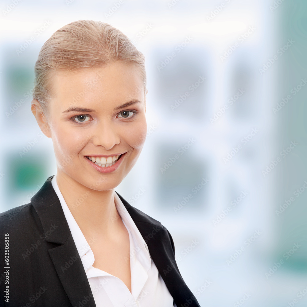 Young happy businesswoman, isolated on white Young happy businesswoman, isolated on white
