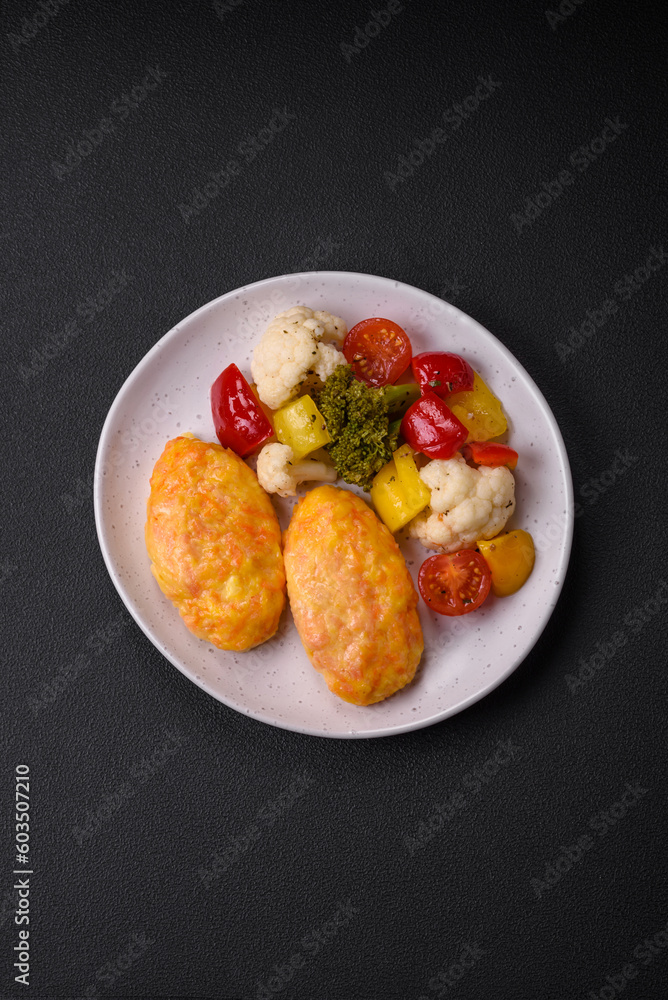 Delicious steam cutlets with carrots, cheese, salt and spices Delicious steam cutlets with carrots, cheese, salt and spices