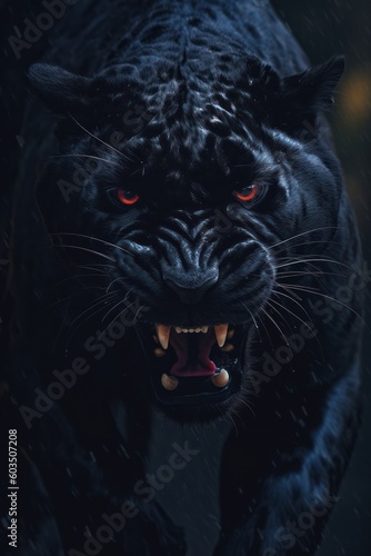 Powerful Black Jaguar Red Eyes - Ancient Big Cat © Ascendance.dev