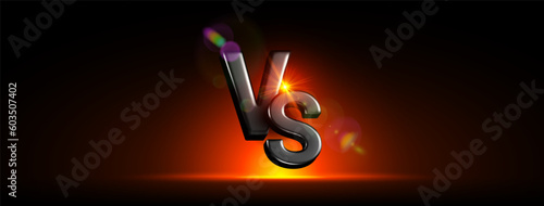 Versus battle with black 3D VS letters. Fight night. Sports, racing, gaming, comparison and competition. Vector template.