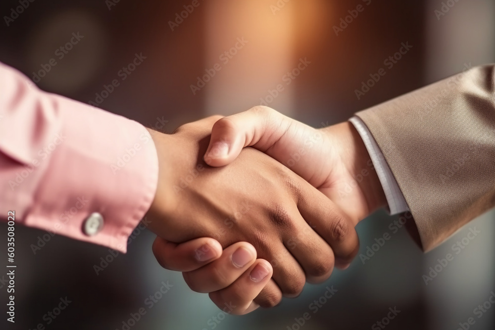 Obraz premium 악수하는 사람의 손. 인공지능 생성