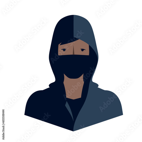 Illustration of young hooded with mask