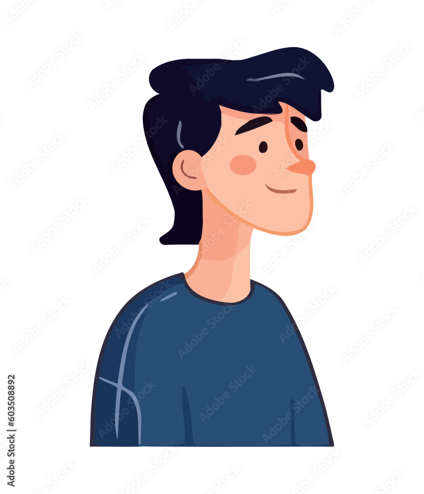 Smiling cartoon young man in flat illustration Smiling cartoon young man in flat illustration