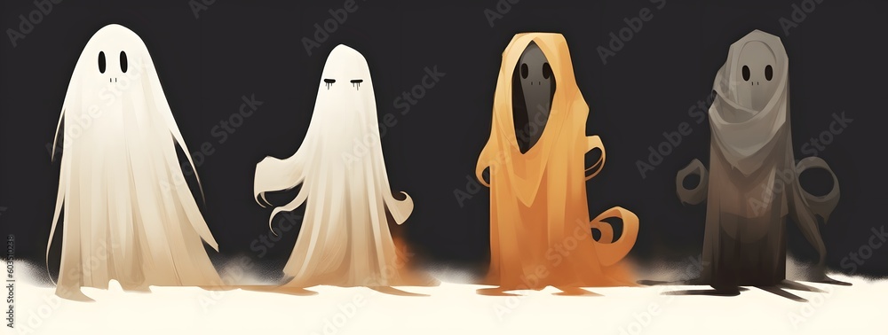 Whimsical Ghost Parade: A Playful Lineup of Adorable Spectral Friends. Created with generative AI tools Whimsical Ghost Parade: A Playful Lineup of Adorable Spectral Friends. Created with generative AI tools