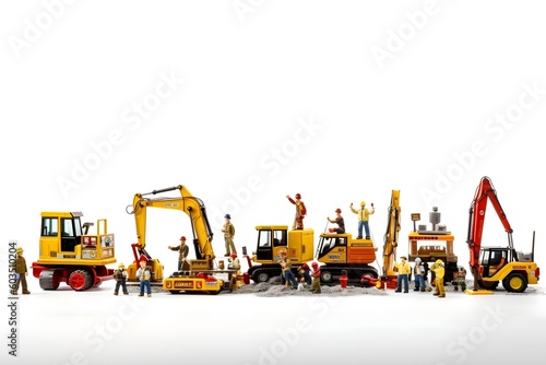 Scale Model Builders: Dynamic Figure Studies of Construction Workers and Machinery. Created with generative AI tools.