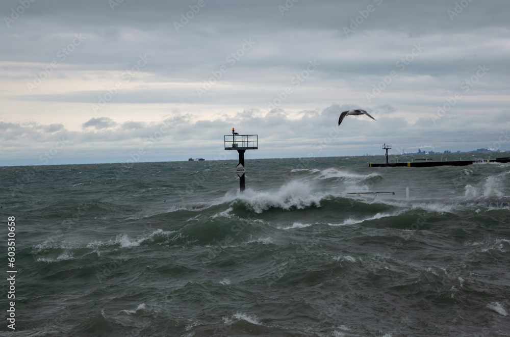 Fotografie Stormy Lake Michigan