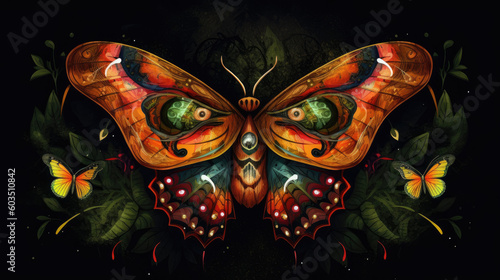 spirit animal shamanism butterfly on black background