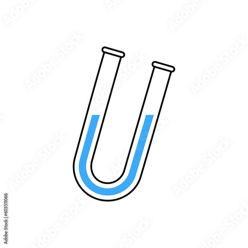 Glass U Tube icon. Laboratory glass equipment silhouette. Vector illustration.