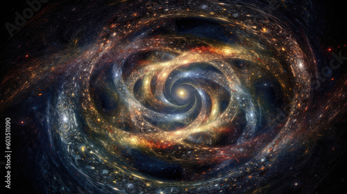 fractal cosmic spiral galaxy deep space background cosmos - by generative ai