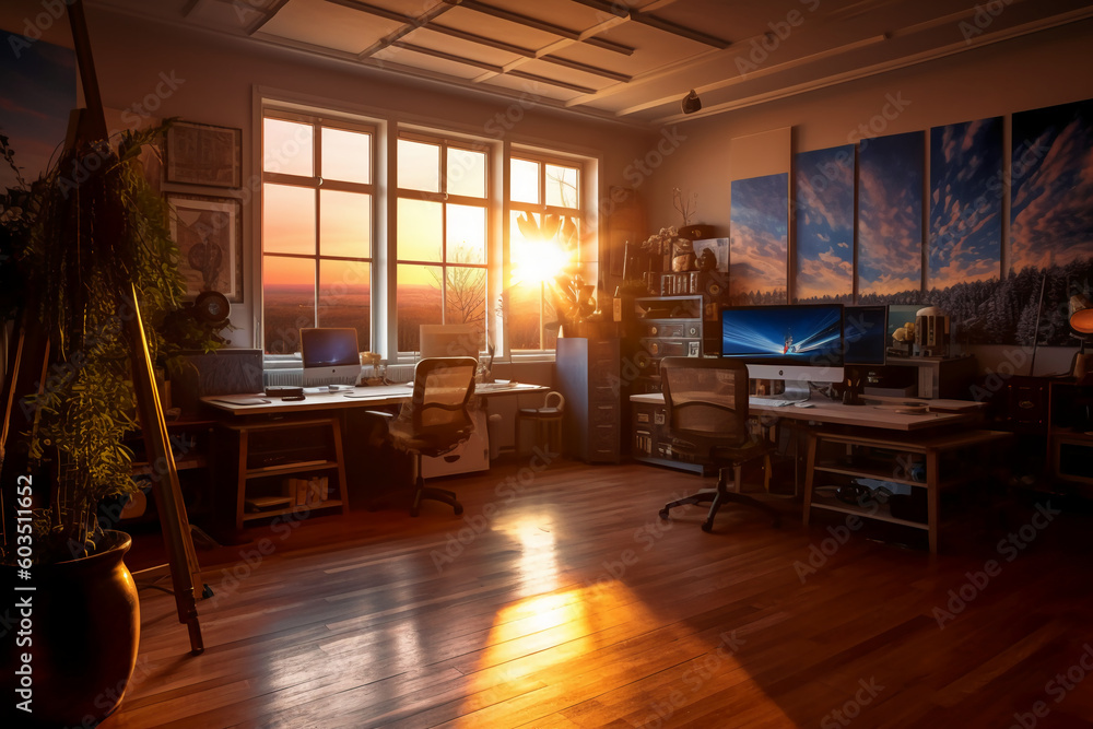 The holy light in the office The holy light in the office