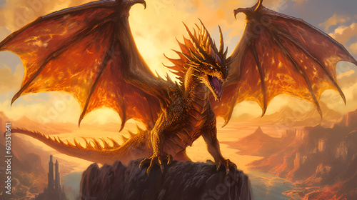 dragon in the sunset