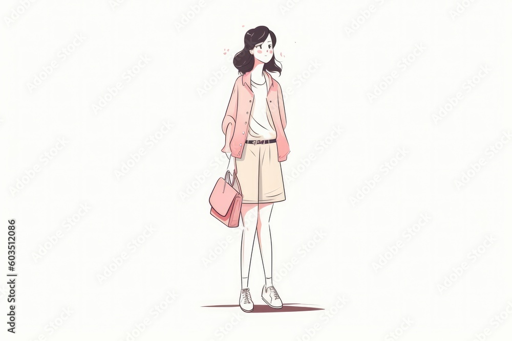 Hand drawing watercolor sketch outfit. fashion illustration. back to school. set of isolated elements. Generative AI Hand drawing watercolor sketch outfit. fashion illustration. back to school. set of isolated elements. Generative AI