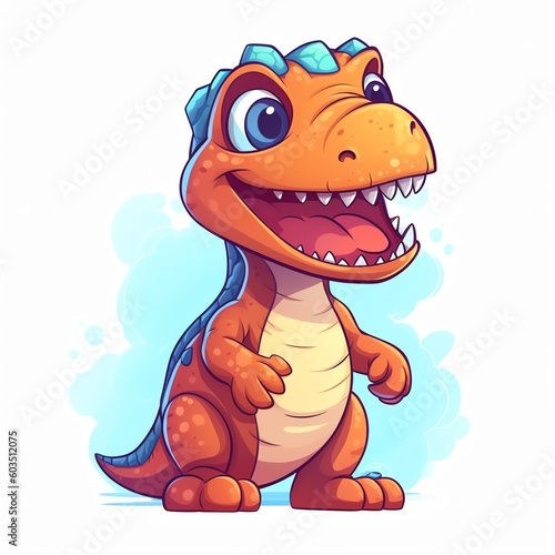 cartoon tyrannosaurus rex dinosaur on a white background, generative ai © Kevin