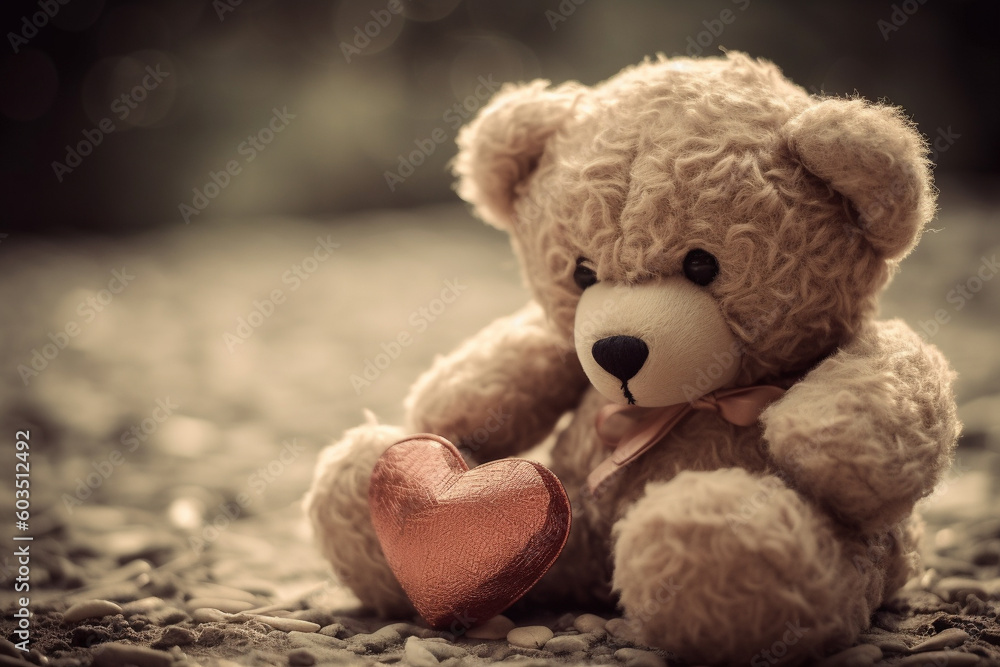 Teddy bear toy with love heart. Ai generated Teddy bear toy with love heart. Ai generated