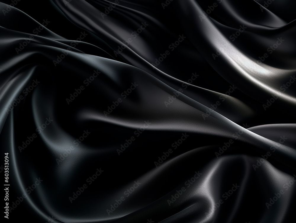 Black silk texture background. wallpaper. Generative AI