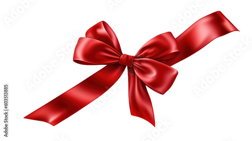 Red Realistic Gift Bow on Transparent Background