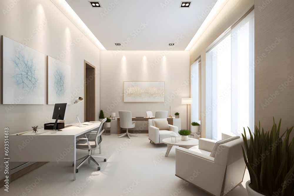 Un bureau moderne Design d'intérieur Vue de l'ensemble du bureau, generative ai
Un bureau moderne Design d'intérieur Vue de l'ensemble du bureau, generative ai
