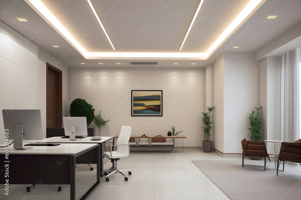 Un bureau moderne Design d'intérieur Vue de l'ensemble du bureau, generative ai
Un bureau moderne Design d'intérieur Vue de l'ensemble du bureau, generative ai