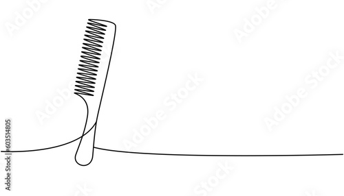 Comb one line continuous drawing. Makeup and beauty tools continuous one line illustration. Vector linear illustration