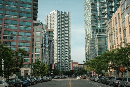 Street with modern buildings, Long Island City, Queens, New York