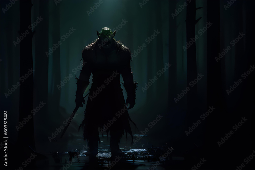 Illustration of orc in horror dark environment Illustration of orc in horror dark environment