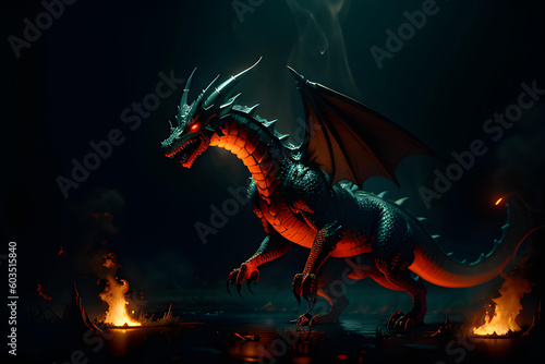 Illustration of dragon in dark environment © Robert Rozbora