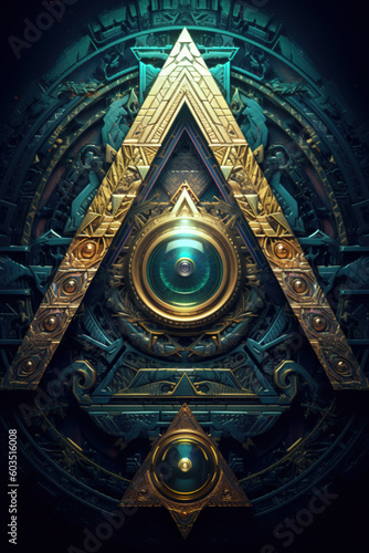 Generative AI. Illuminati symbol  freemason secret seal  magic eye