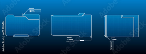 HUD, UI, GUI futuristic user interface screen elements set. High tech screen for video game. Abstract virtual graphic touch user interface. game style. Modern elements of cyberpunk
