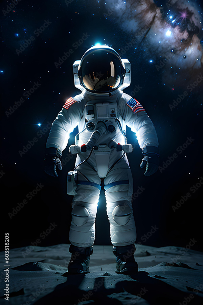 Realistic illustration of astronaut on alien planet.