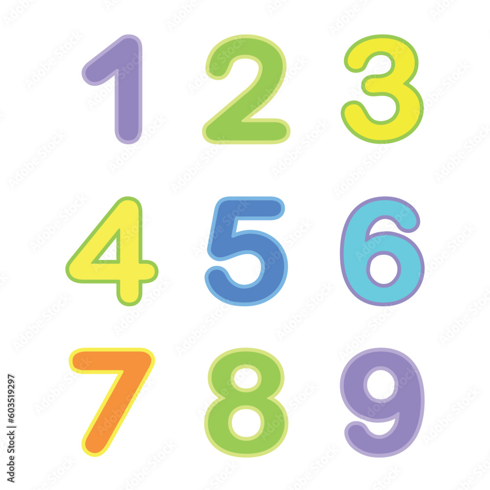 Cute funny numbers vector illustration set. Hand drawn numbers 123456789. School. Good for social media, comics doodle style design elements, t-shirt print, poster, card, book cover. Vector cartoon Cute funny numbers vector illustration set. Hand drawn numbers 123456789. School. Good for social media, comics doodle style design elements, t-shirt print, poster, card, book cover. Vector cartoon
