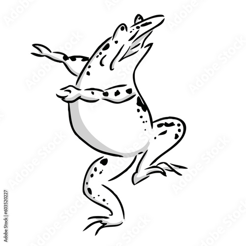 鳥獣戯画驚いたカエル漫画風