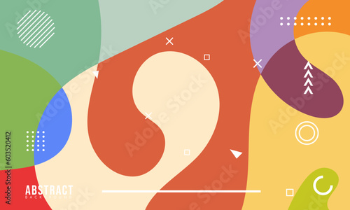 Colorful Abstract Memphis Fluid and Geometric Background. Multi Color Background Template. Modern Design Template For Your ad Banner, Poster, Cover, Web page, Brochure, and flyer. Vector Eps 10