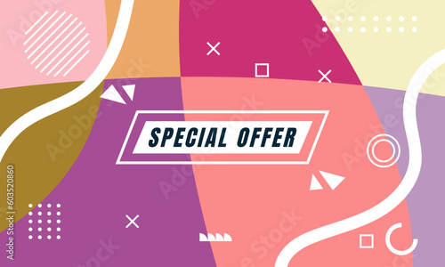 Colorful Abstract Memphis Fluid and Geometric Background. Multi Color Background Template. Modern Design Template For Your ad Banner, Poster, Cover, Web page, Brochure, and flyer. Vector Eps 10
