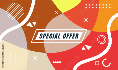 Colorful Abstract Memphis Fluid and Geometric Background. Multi Color Background Template. Modern Design Template For Your ad Banner, Poster, Cover, Web page, Brochure, and flyer. Vector Eps 10