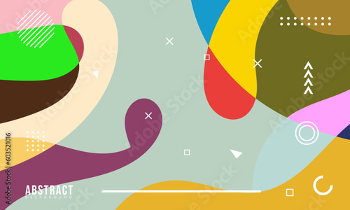 Colorful Abstract Memphis Fluid and Geometric Background. Multi Color Background Template. Modern Design Template For Your ad Banner, Poster, Cover, Web page, Brochure, and flyer. Vector Eps 10