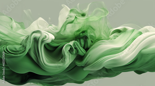 abstract painting of green and white waves