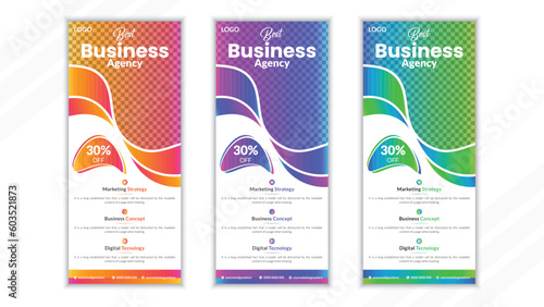 Business Roll Up Banner stand vector creative design.