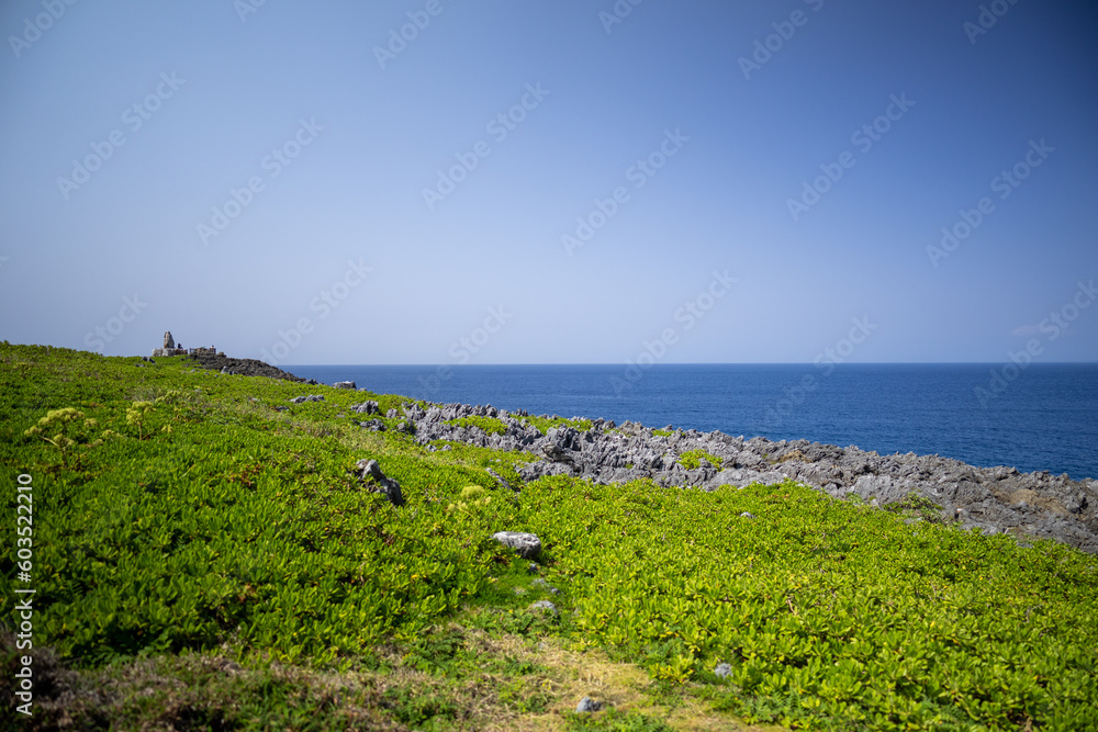 沖縄県国頭郡国頭村辺戸の辺戸岬や宇佐浜の海を地上で撮影した風景 Scenery of the sea at Cape Hendo and Usahama in Hendo, Kunigami-son, Kunigami-gun, Okinawa, photographed on the ground. 沖縄県国頭郡国頭村辺戸の辺戸岬や宇佐浜の海を地上で撮影した風景 Scenery of the sea at Cape Hendo and Usahama in Hendo, Kunigami-son, Kunigami-gun, Okinawa, photographed on the ground.