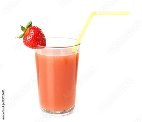 Wallpaper Mural Glass with tasty strawberry smoothie on white background Torontodigital.ca