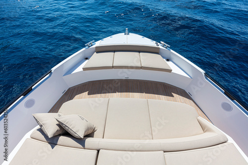 yacht prow view on board on the sea