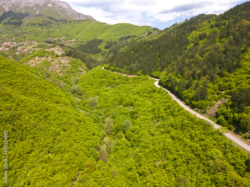 Aerial view of Iskar River Gorge near village of Ochindol, Bulgaria
