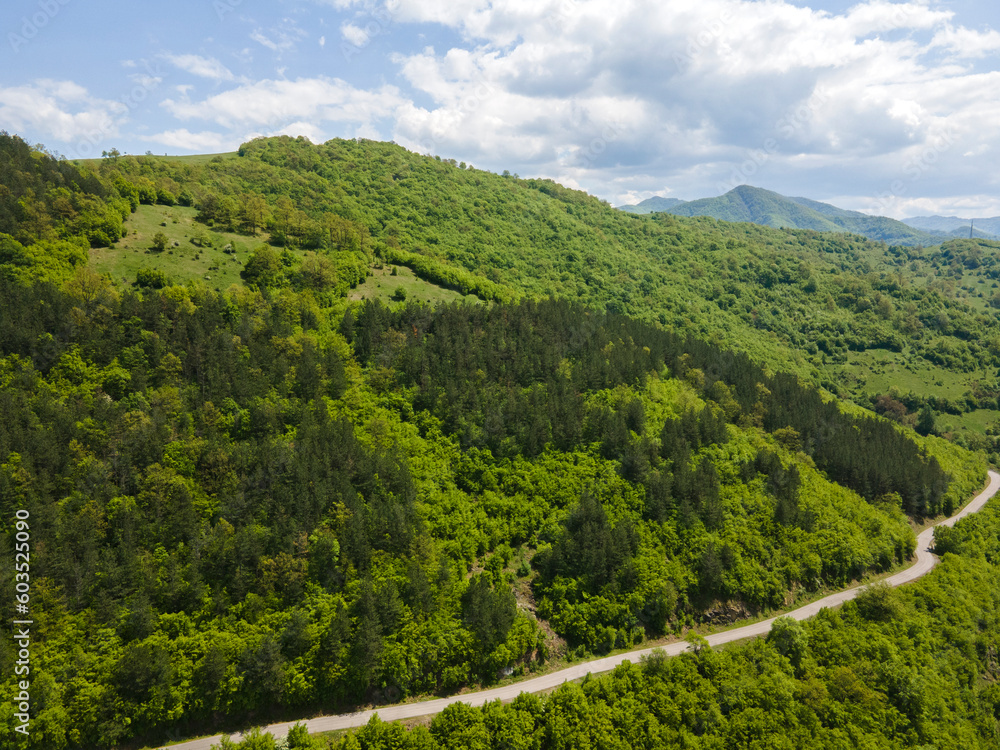 Aerial view of Iskar River Gorge near village of Ochindol, Bulgaria