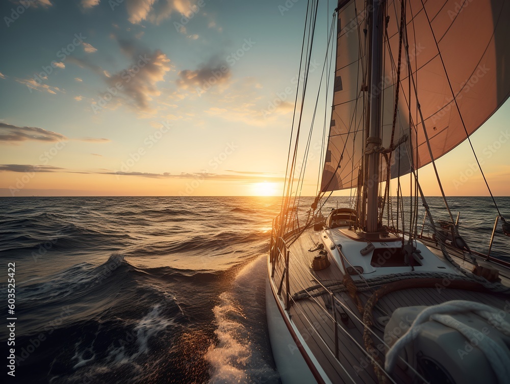 Fototapeta premium Yacht sailing, generative ai