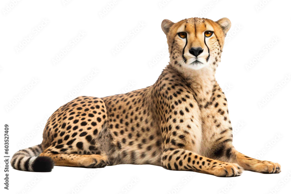 Cheetah png, lying down, isolated, transparent background, wild cat generative ai Cheetah png, lying down, isolated, transparent background, wild cat generative ai