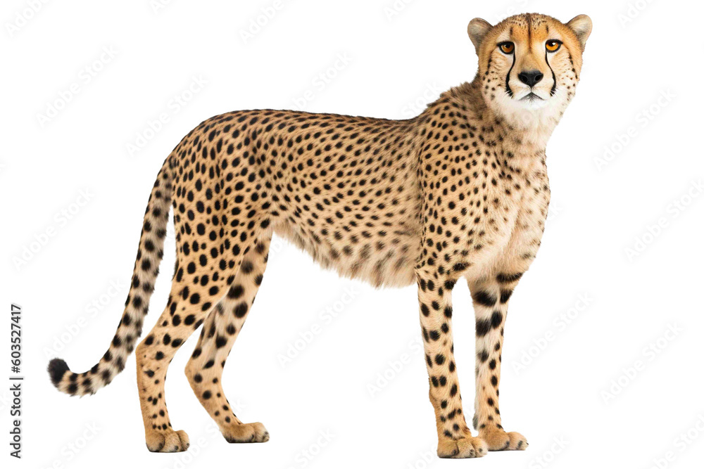 Cheetah png, isolated, standing, transparent background, wild cat generative ai Cheetah png, isolated, standing, transparent background, wild cat generative ai