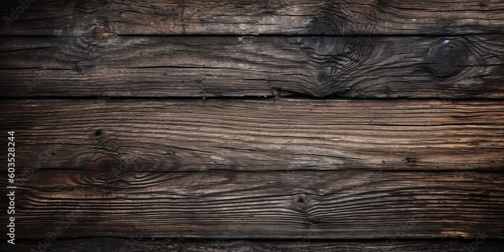 Old wood planks texture background, dark rustic wooden wall, generative AI Old wood planks texture background, dark rustic wooden wall, generative AI